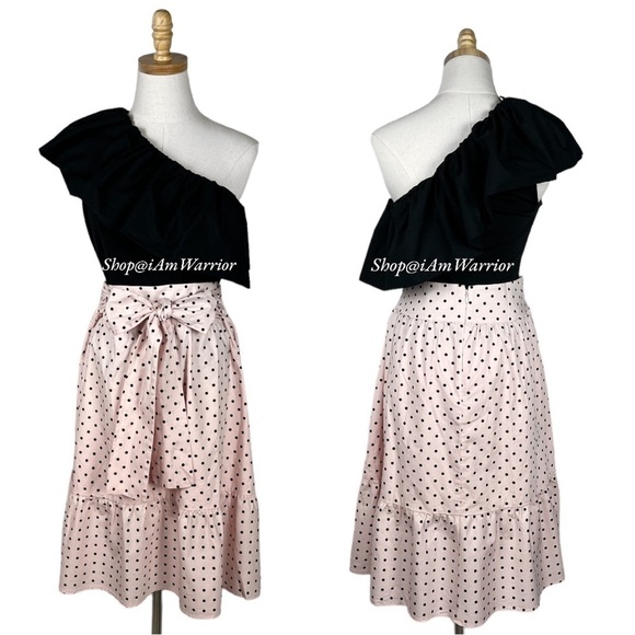 J.Crew NWT pink/black polka dot ruffle midi skirt *shop@iamwarrior - Picture 3 of 9